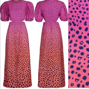 AFRM Liza Puff Sleeve Sleeve Cutout Dress in Pink Ombré Leopard Print